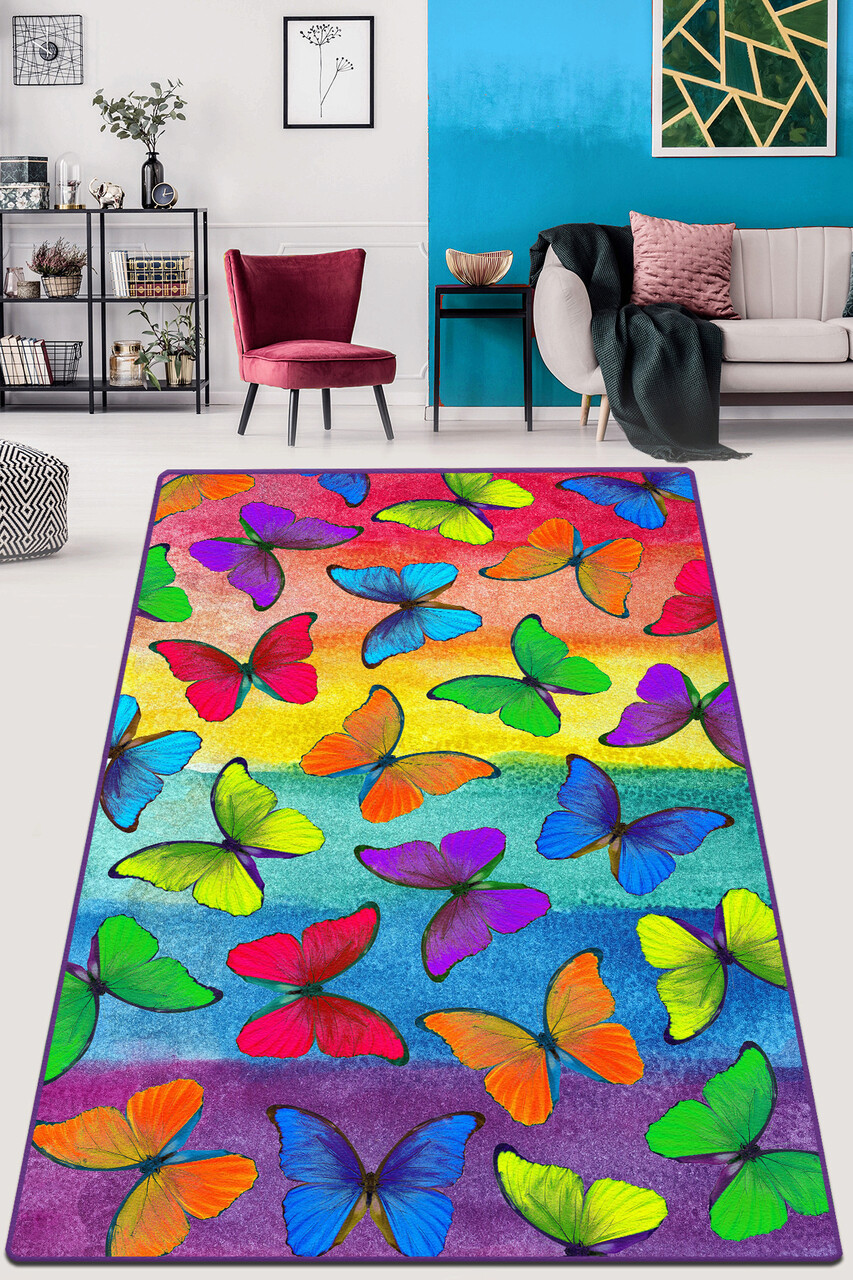 Covor, Colorato Farfalle Djt, 80x140 cm, Multicolor - imagine 3